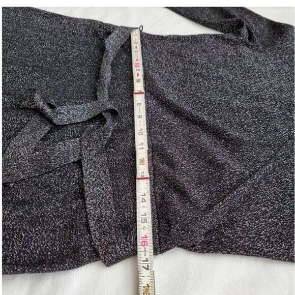 Talbots Wool Blend Black Silver Metallic Faux Wrap A-line Dress Sz M HolidayCore - Picture 6 of 9